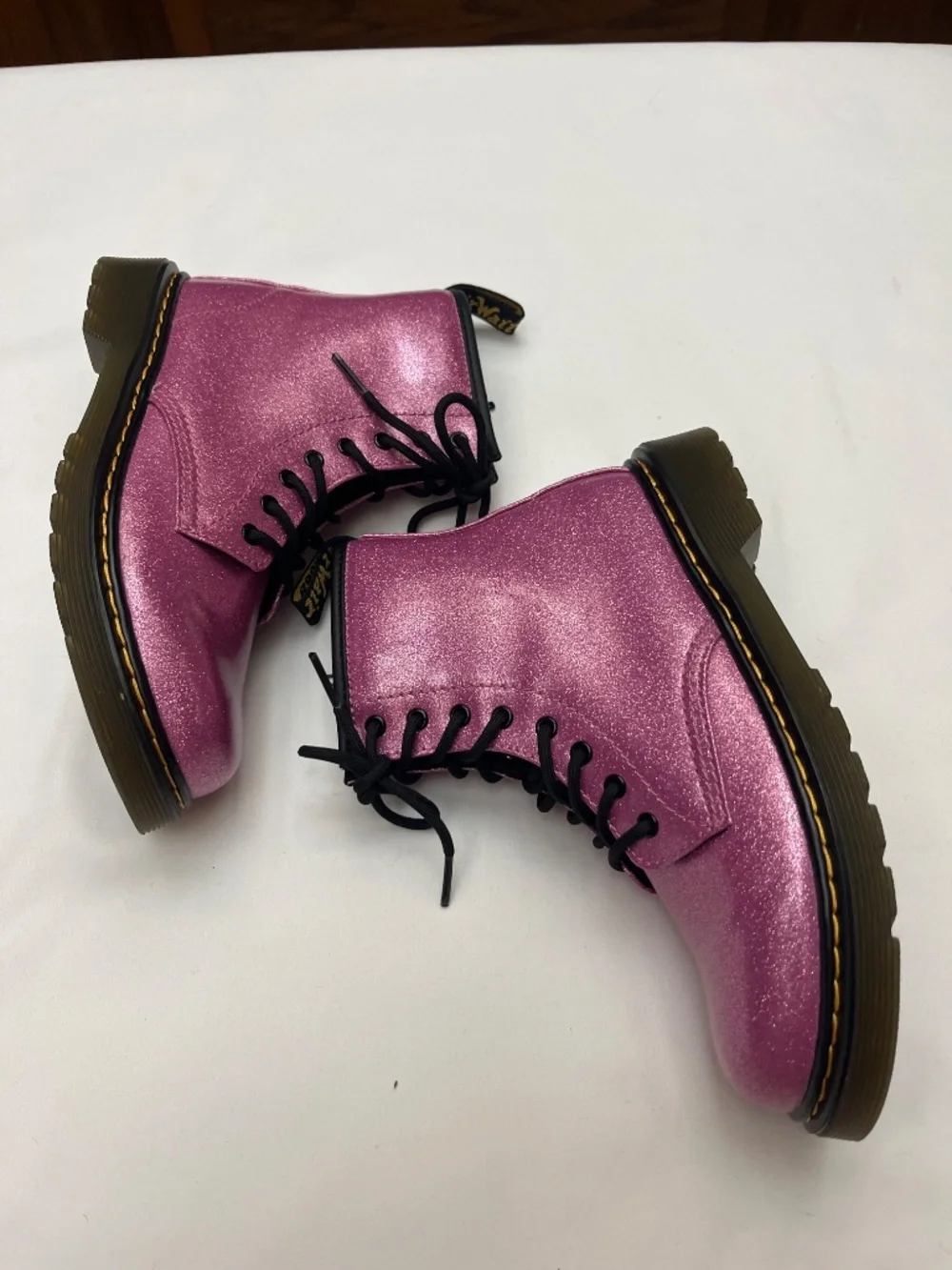 NWOT Dr. Martens Girls Sz. 4 Purple/Dark Pink Sparkle Boots. Style 1460.
